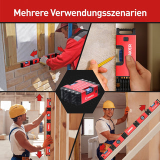 Sakerplus® 70cm Magnetische Flexible Wasserwaage mit 4 Libellen 5 Gelenke