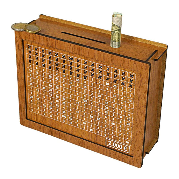 Sakerplus® Sparschwein aus Holz mit Zähler