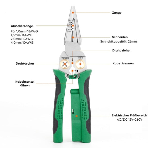 Sakerplus® 8-in-1 Abisolierzange mit Spannungsprüfer