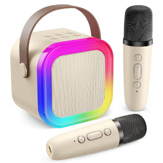Sakerplus® Mini-Karaoke-Maschine mit 2 drahtlosen Mikrofonen