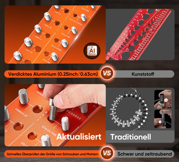 Sakerplus® Gewindeprüfer für Schrauben und Muttern