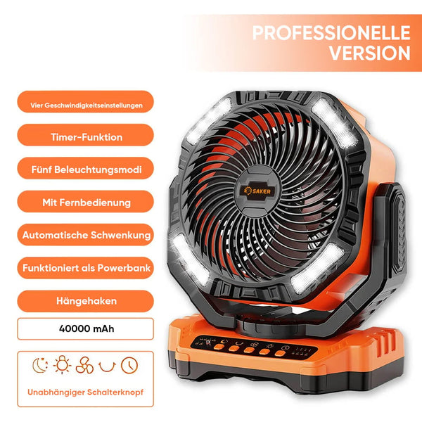 Sakerplus® Wiederaufladbarer Campingventilator