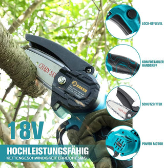 Sakerplus® 4/6 Zoll Mini Kettensäge Akku Einhandsäge