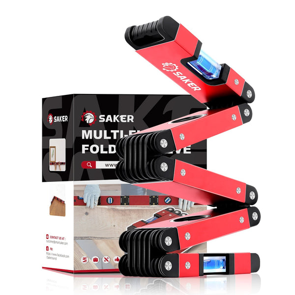 Sakerplus® 70cm Magnetische Flexible Wasserwaage mit 4 Libellen 5 Gelenke