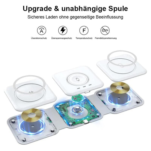 Sakerplus® 3-in-1 faltbares magnetisches Wireless-Ladegerät