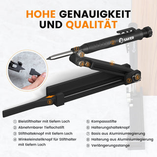 Sakerplus® Multifunktionales Anreißwerkzeug DIY Anreißlehre mit Tieflochstift
