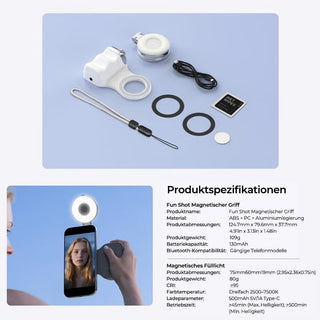Sakerplus® Fun Shot Magnetgriff & Magnetisches Selfie-Licht
