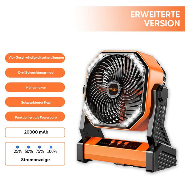 Sakerplus® Wiederaufladbarer Campingventilator