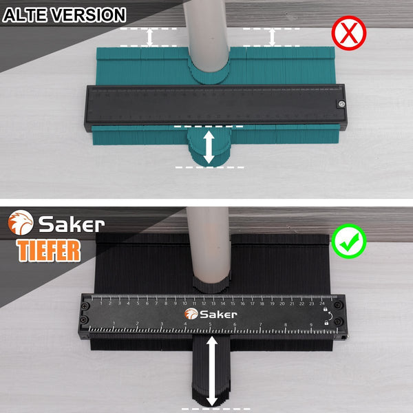 Sakerplus® 12/25CM Konturenlehre Profillehre - Vervielfältigungslehre mit Schloss