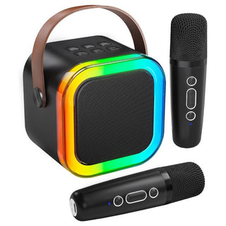 Sakerplus® Mini-Karaoke-Maschine mit 2 drahtlosen Mikrofonen
