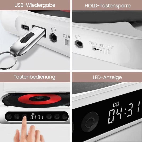 Sakerplus® Tragbarer Bluetooth-CD-Player