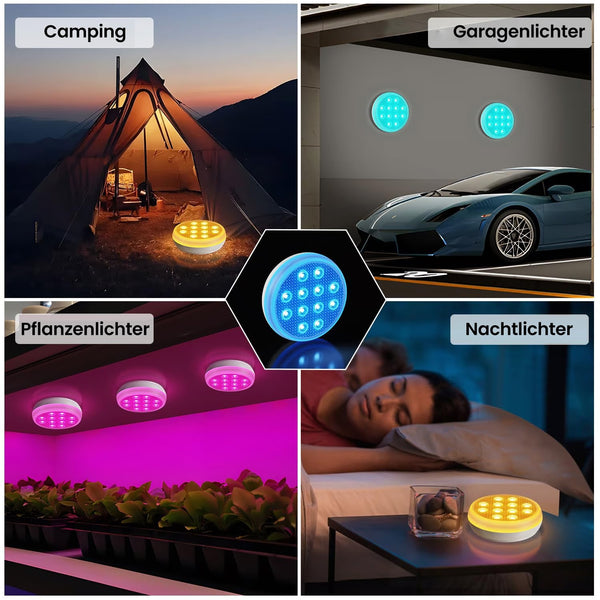Sakerplus® 2/4 Stück – Ultra-Hell Wiederaufladbare Tauchfähige LED-Leuchten mit Fernbedienung