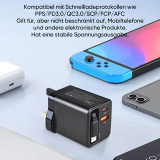 Sakerplus® 65 W GaN 3-in-1 einziehbares Schnellladegerät
