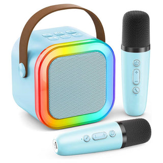 Sakerplus® Mini-Karaoke-Maschine mit 2 drahtlosen Mikrofonen