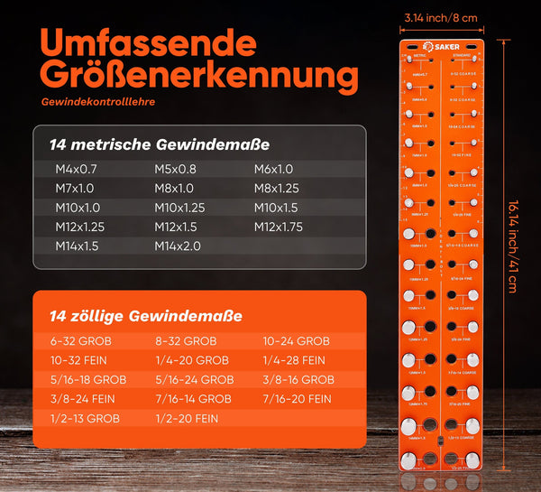 Sakerplus® Gewindeprüfer für Schrauben und Muttern