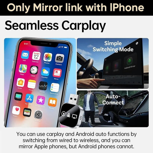 Sakerplus® Wireless CarPlay Android Auto Adapter