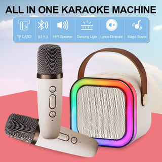 Sakerplus® Mini-Karaoke-Maschine mit 2 drahtlosen Mikrofonen