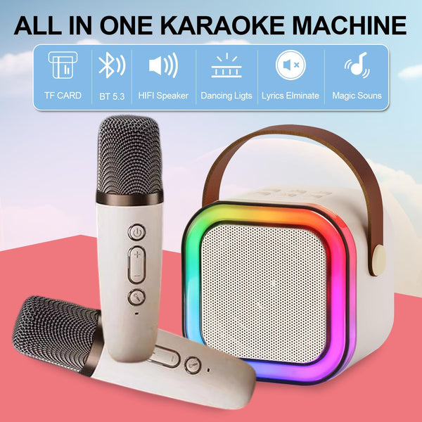 Sakerplus® Mini-Karaoke-Maschine mit 2 drahtlosen Mikrofonen