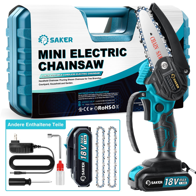 Saker 4 Zoll 18V Mini Kettensäge Akku Einhand Elektrokettensäge