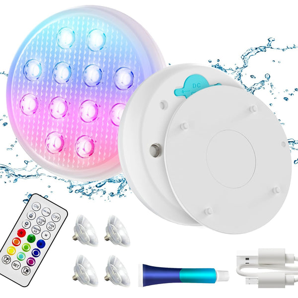 Sakerplus® 2/4 Stück – Ultra-Hell Wiederaufladbare Tauchfähige LED-Leuchten mit Fernbedienung