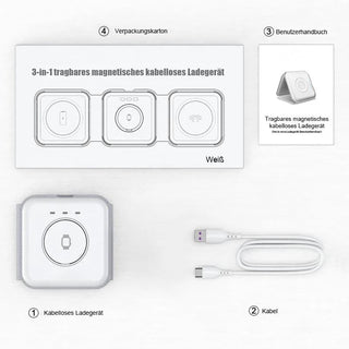 Sakerplus® 3-in-1 faltbares magnetisches Wireless-Ladegerät