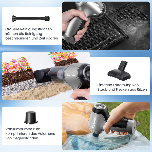 Sakerplus® 3-in-1 Verbesserter Kabelloser Mini-Handstaubsauger