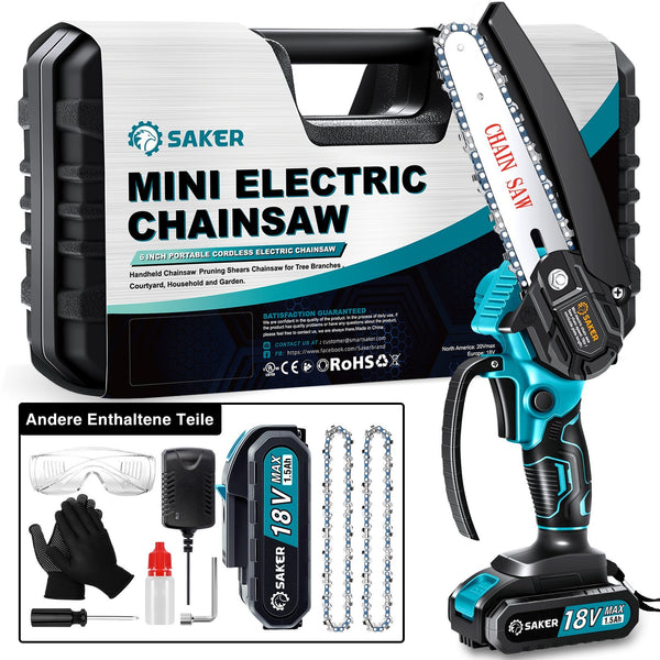 Sakerplus® 4/6 Zoll Mini Kettensäge Akku Einhandsäge