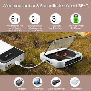 Sakerplus® Tragbarer Bluetooth-CD-Player