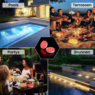 Sakerplus® 2/4 Stück – Ultra-Hell Wiederaufladbare Tauchfähige LED-Leuchten mit Fernbedienung