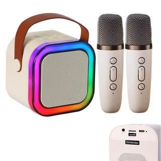Sakerplus® Mini-Karaoke-Maschine mit 2 drahtlosen Mikrofonen