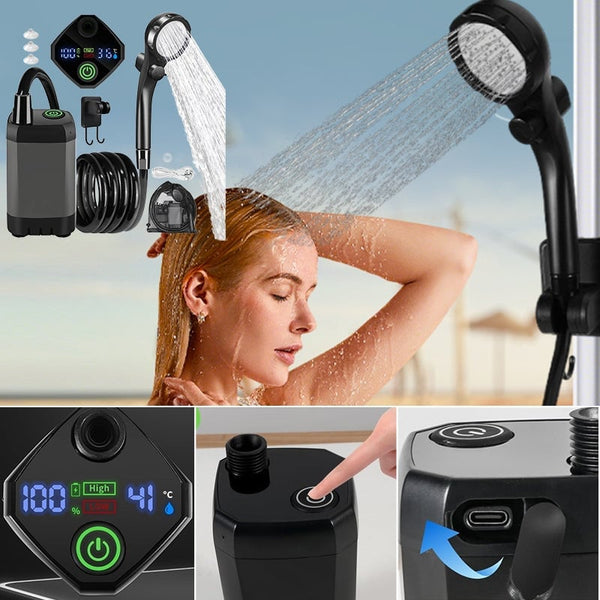 Sakerplus® Tragbare, wiederaufladbare Camping-Duschpumpe